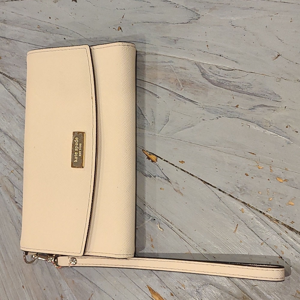 Kate Spade cream and pink wristlet/wallet